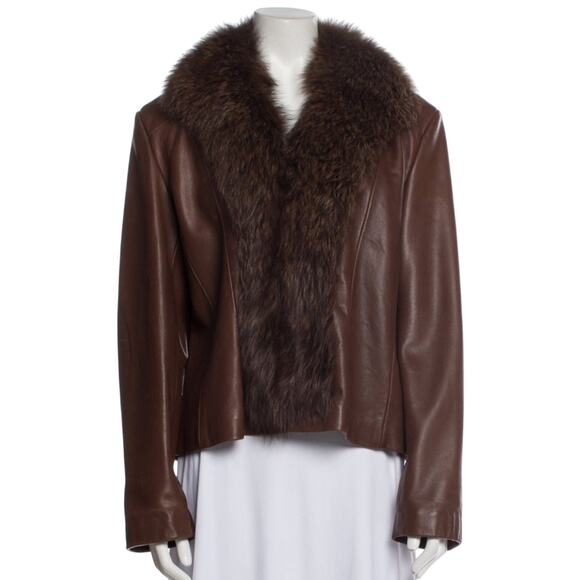 MARVIN RICHARDS Genuine Leather Real Fox Fur Jacket Size L New w/o Tag 2002 - Picture 1 of 11